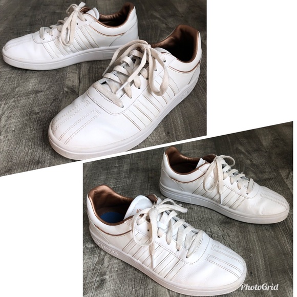 K-Swiss Women’s White Leather Court Sneaker, size 8.5